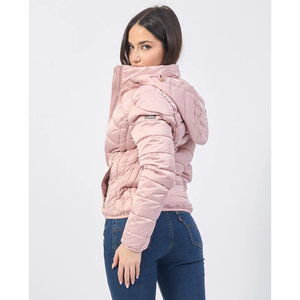 YES ZEE Roze Gewatteerde Regenjas met Capuchon Pink Dames