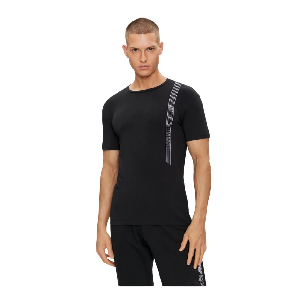 Emporio Armani Zwart Katoenen T-shirt Korte Mouwen Ronde Hals Black Heren