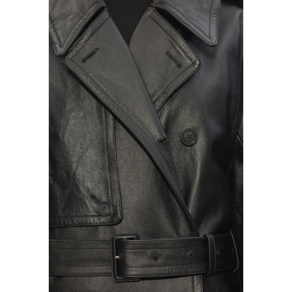 Balenciaga Leren Trenchcoat Black Dames