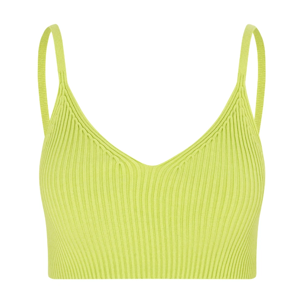 Samsøe Samsøe Räfflad Stickad Crop Top Green, Dam