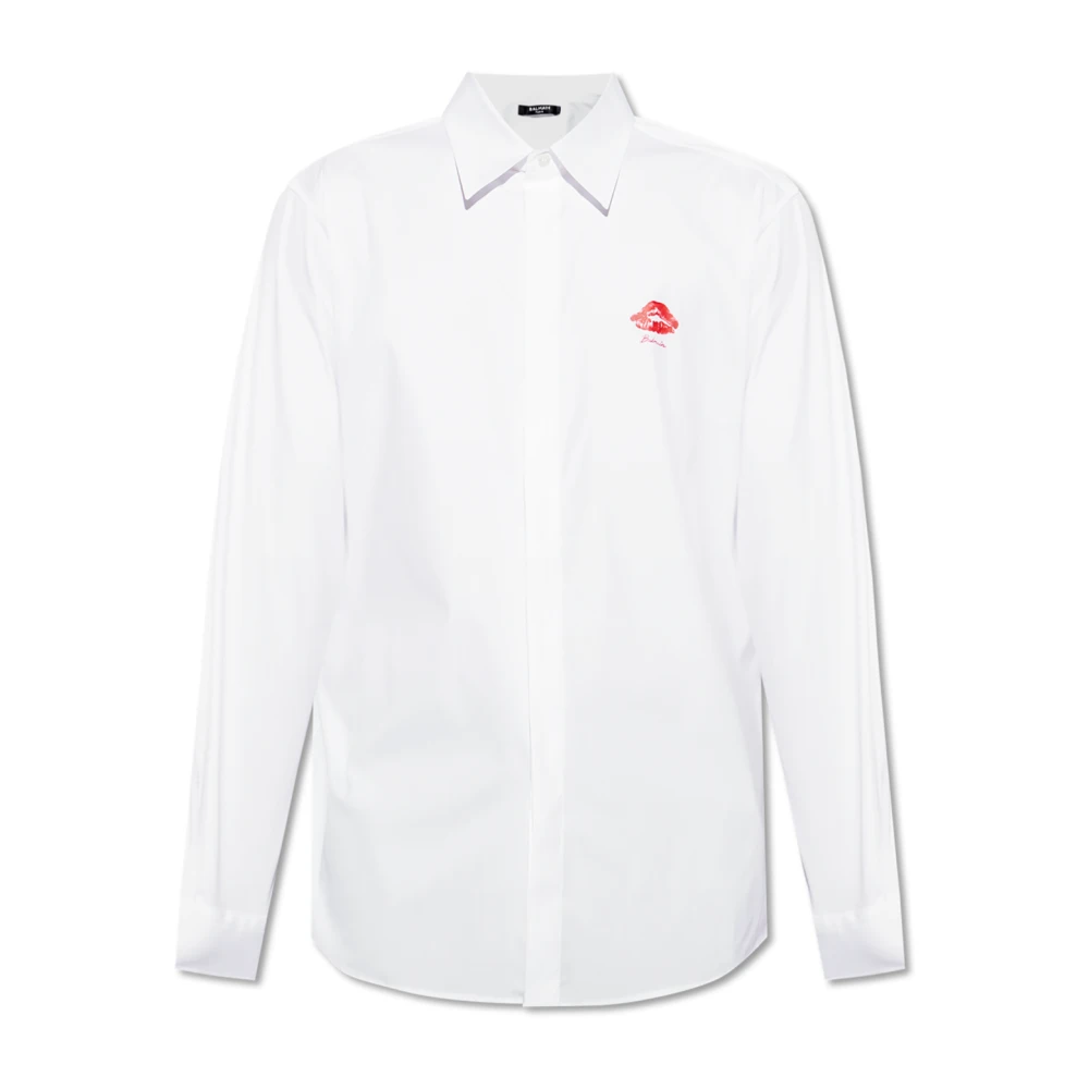 Balmain Shirt met bedrukt logo White Heren