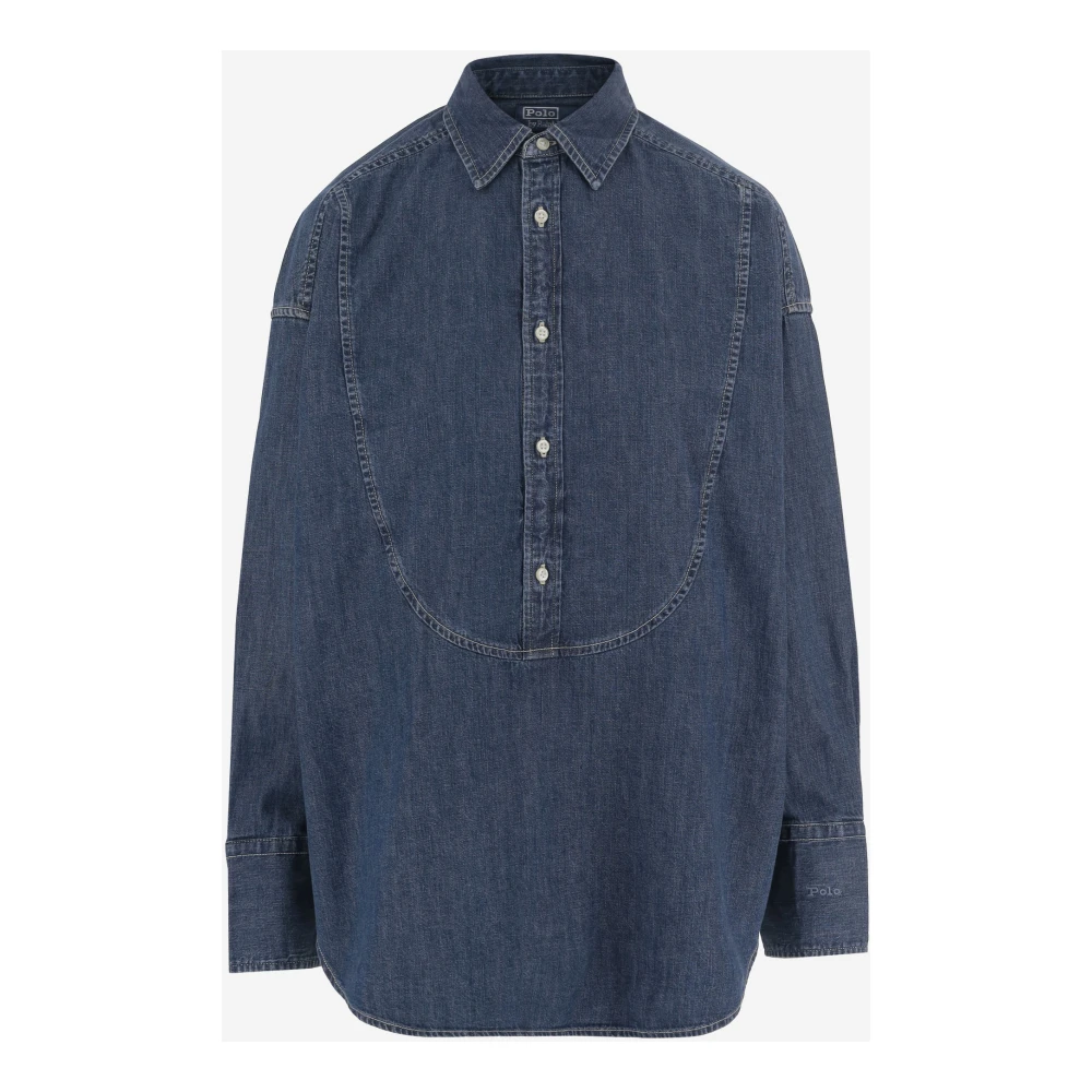 Polo Ralph Lauren Women's Blue Shirts, Xs, Denim Shirt With Curved Seams