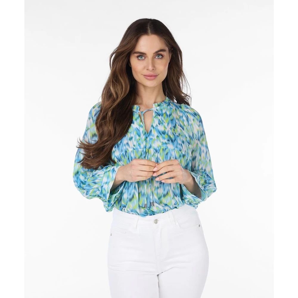 Esqualo Blouse met Wijde Mouwen en Bayside Print Multicolor Dames