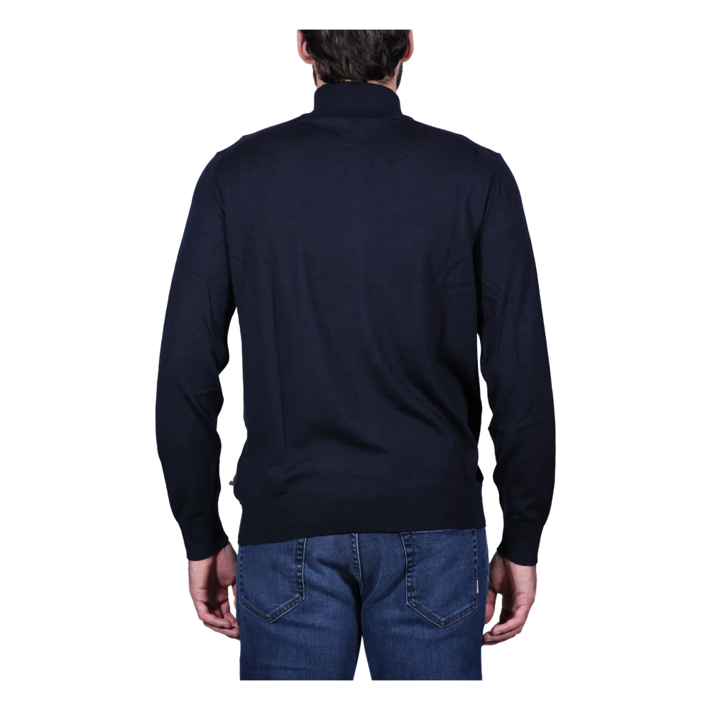 Armani Blauwe Cardigan Sweater Essentials Collectie Blue Heren