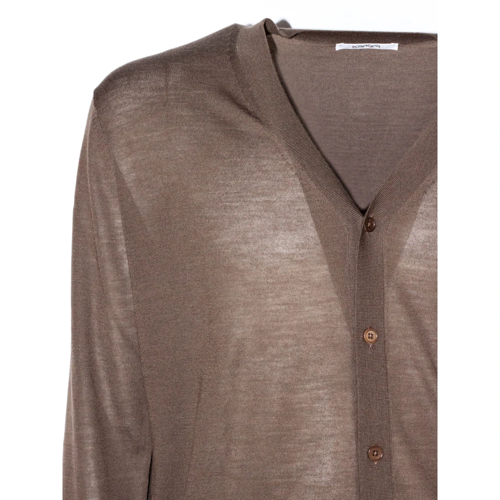 Kangra Bruine wollen vest met knoopsluiting Brown Heren