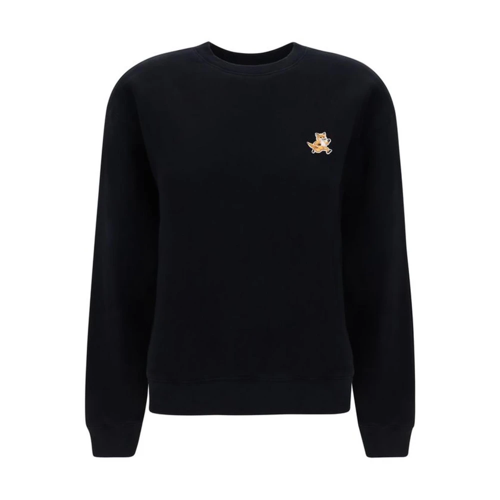 Maison Kitsuné Geborduurd Logo Katoenen Sweatshirt Black Dames