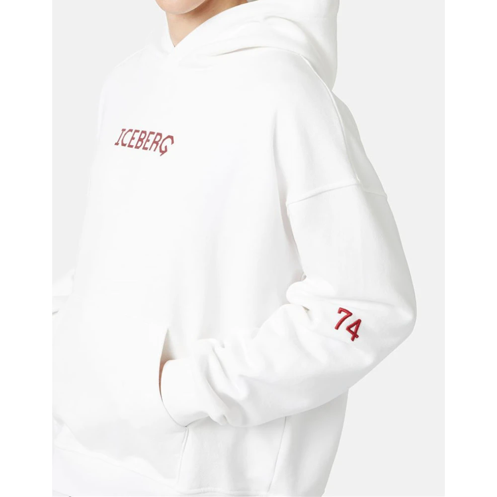 Iceberg Sweatshirt met capuchon en bedrukt logo Beige Heren