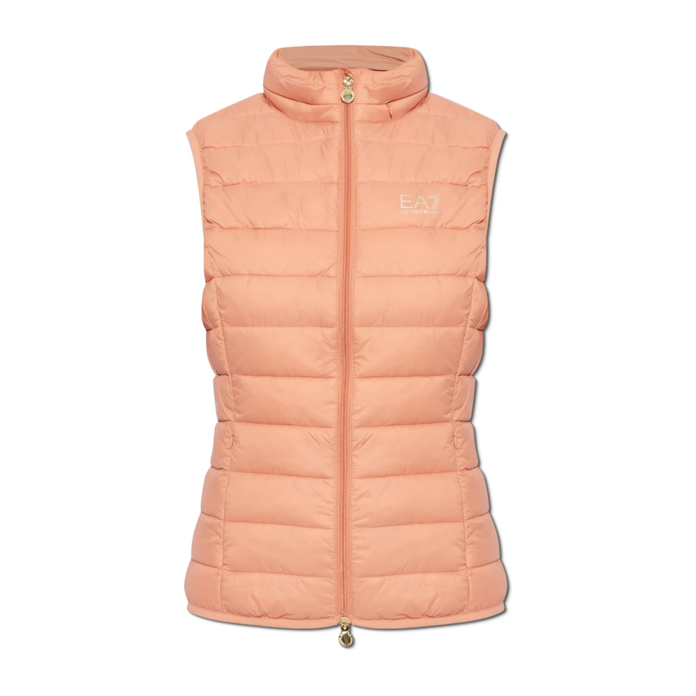 Emporio Armani EA7 Gewatteerd vest met capuchon Pink Dames