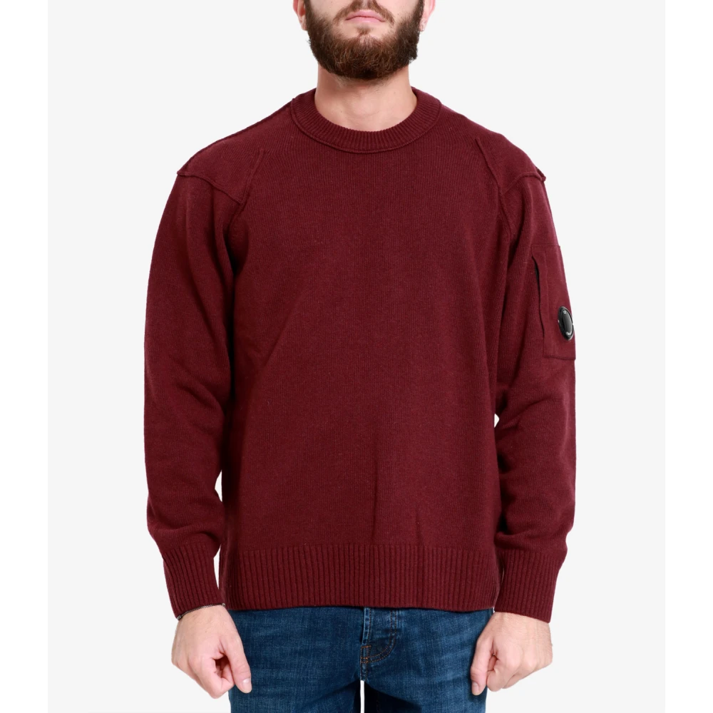 C.P. Company Bordeaux Lamswol Trui met Lens Zak Red Heren