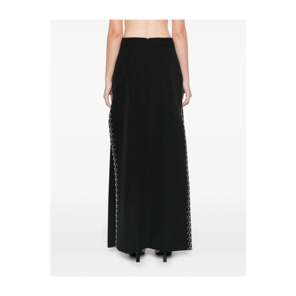 Paco Rabanne Lange Rok in Zwart Satijn Black Dames