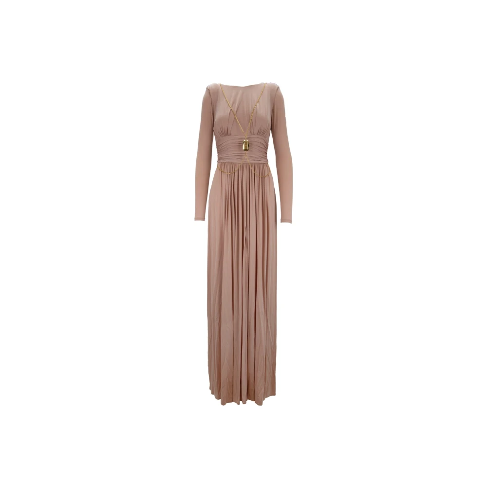 Elisabetta Franchi Jurk met lange mouwen en boothals Pink Dames