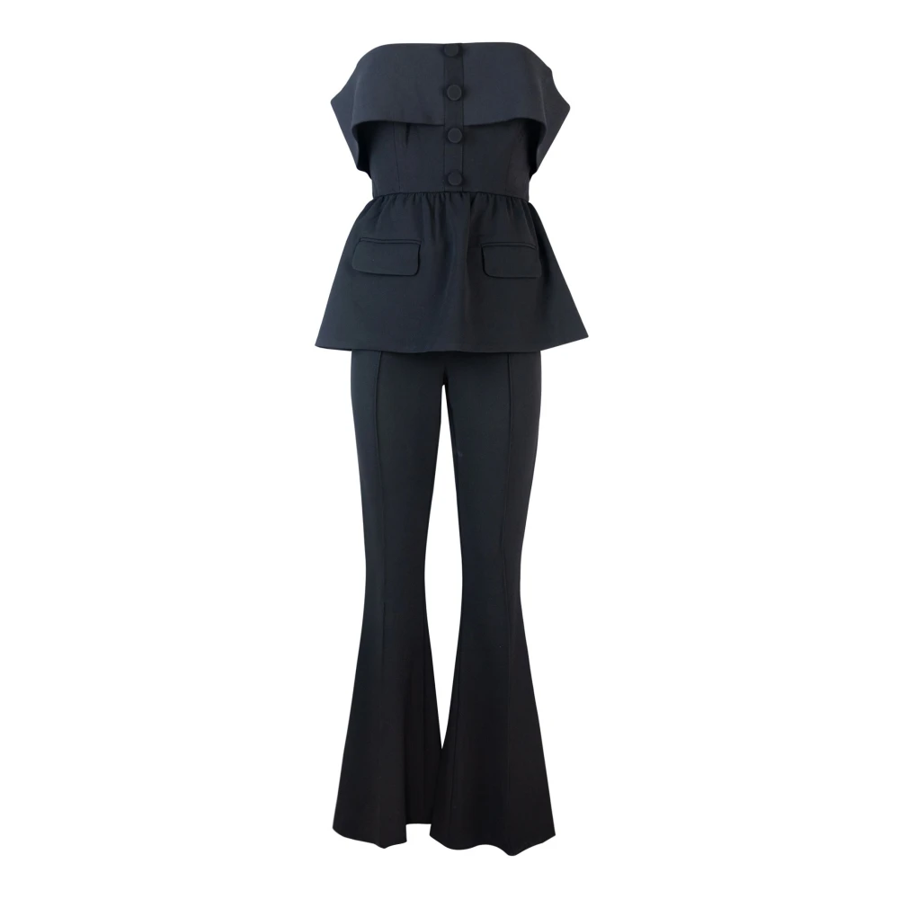 Self Portrait Zwarte Jumpsuit met Uniek Design Black Dames