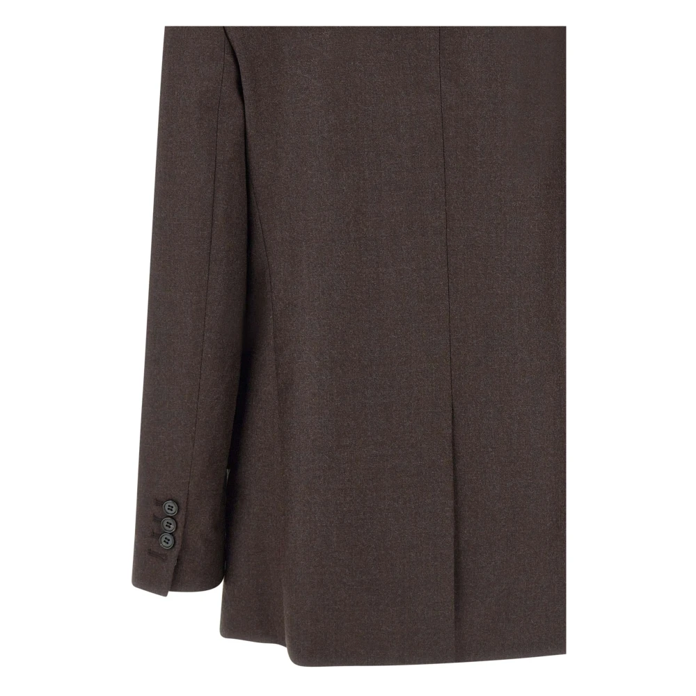 Theory Bruine Wol Boxy Double-Breasted Blazer Brown Dames