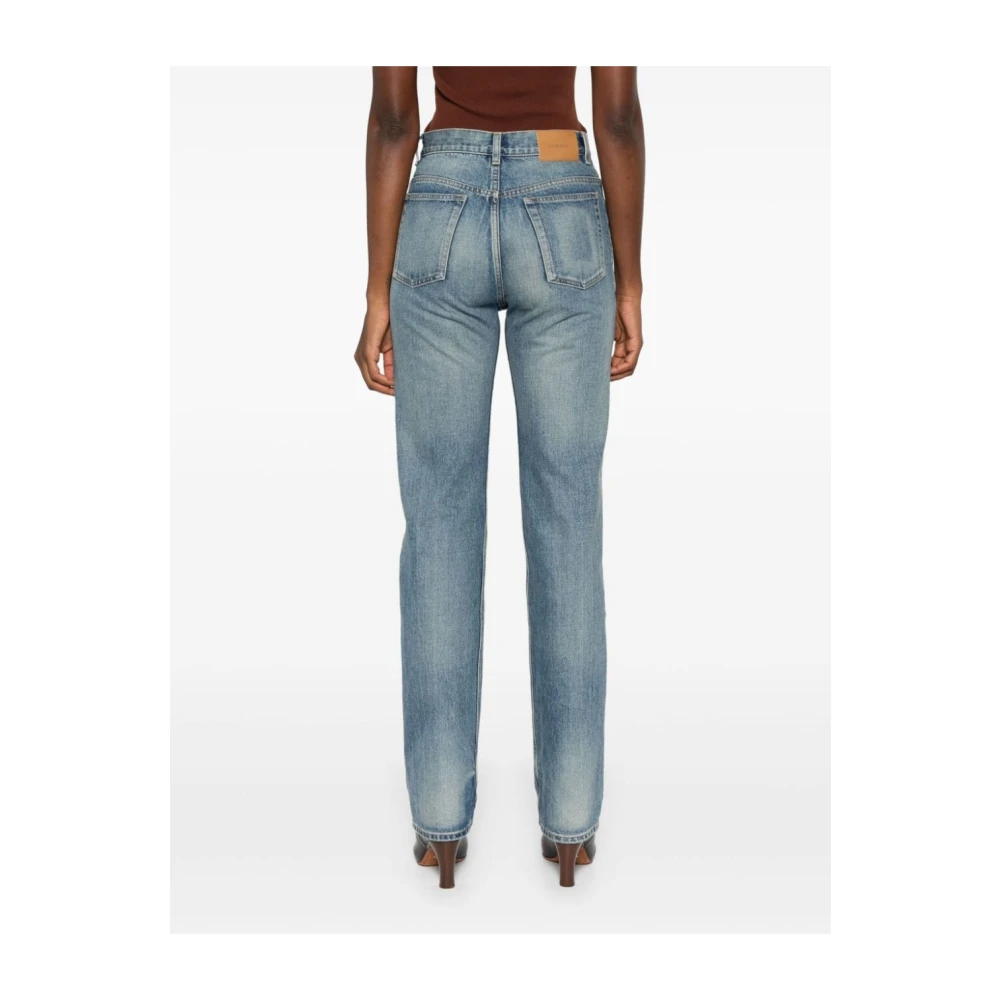 Saint Laurent Straight Leg Denim Jeans Blue Dames
