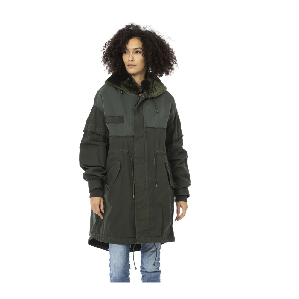 Mr&Mrs Italy Lange Parka met Bont Capuchon en Afneembare Binnenjas Green Dames