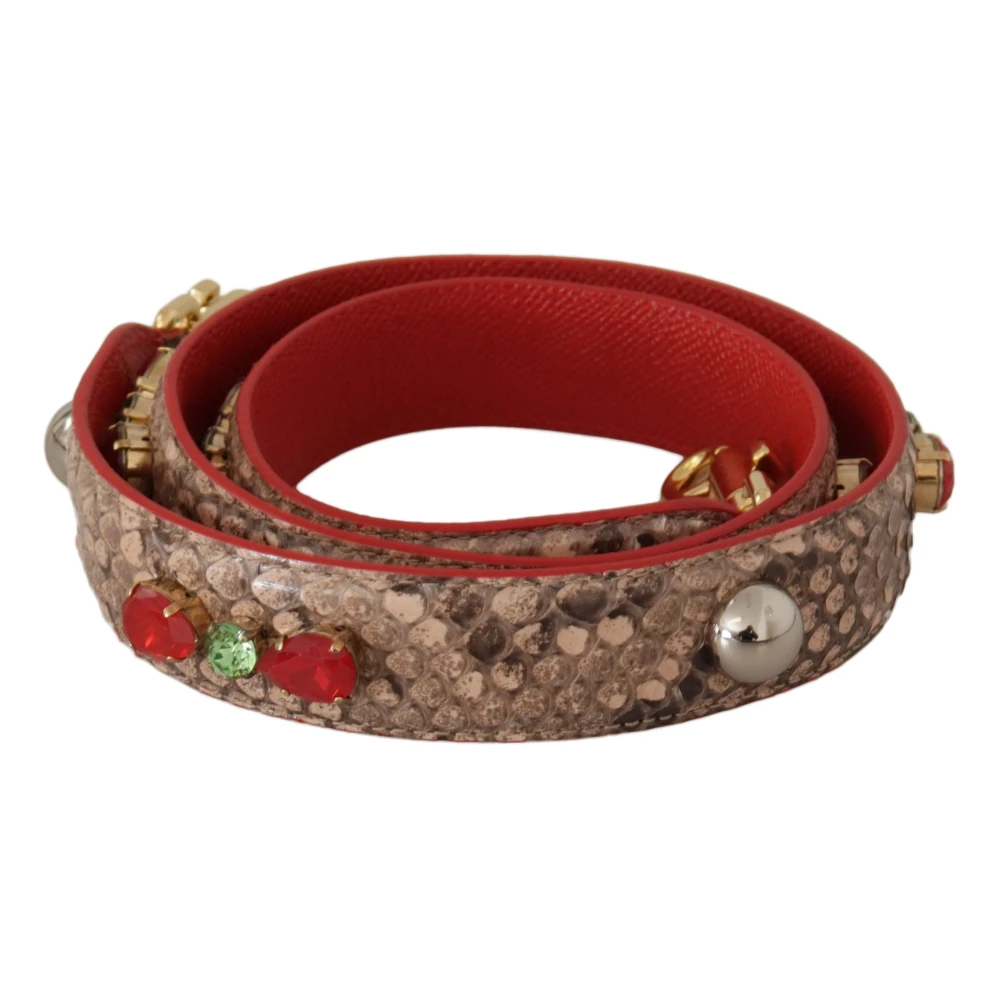 Dolce & Gabbana Python Leren Kristal Riem Brown Dames