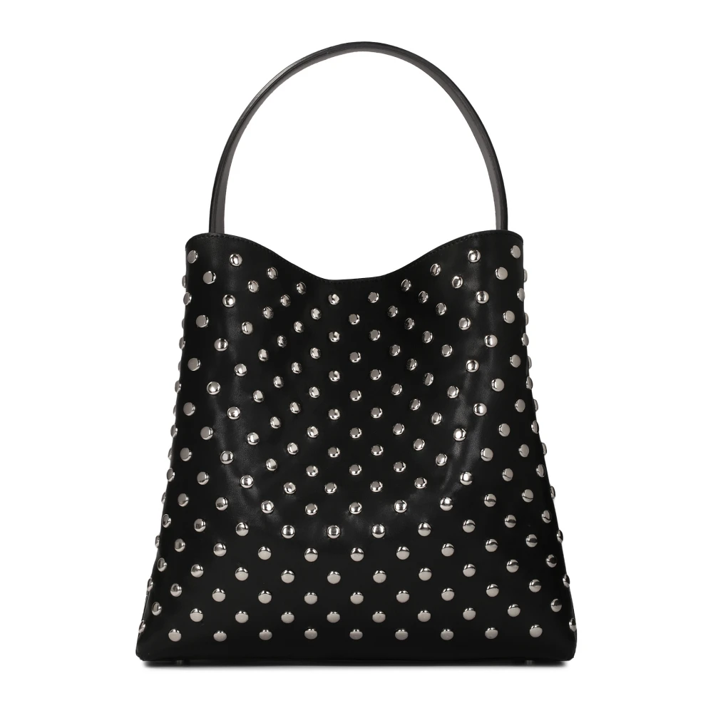 Kazar Zwarte leren handtas versierd met ronde klinknagels Black Dames
