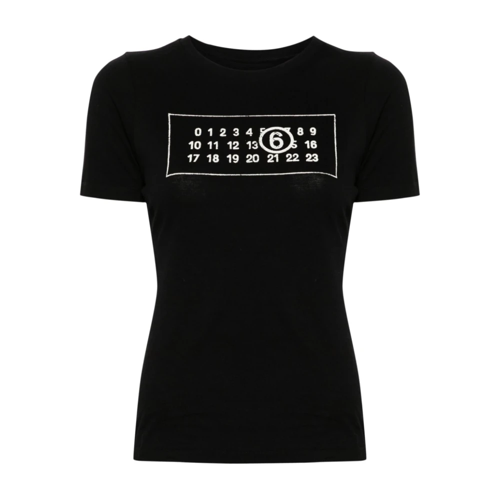MM6 Maison Margiela Essential White Short Sleeve T-Shirt Black Dames