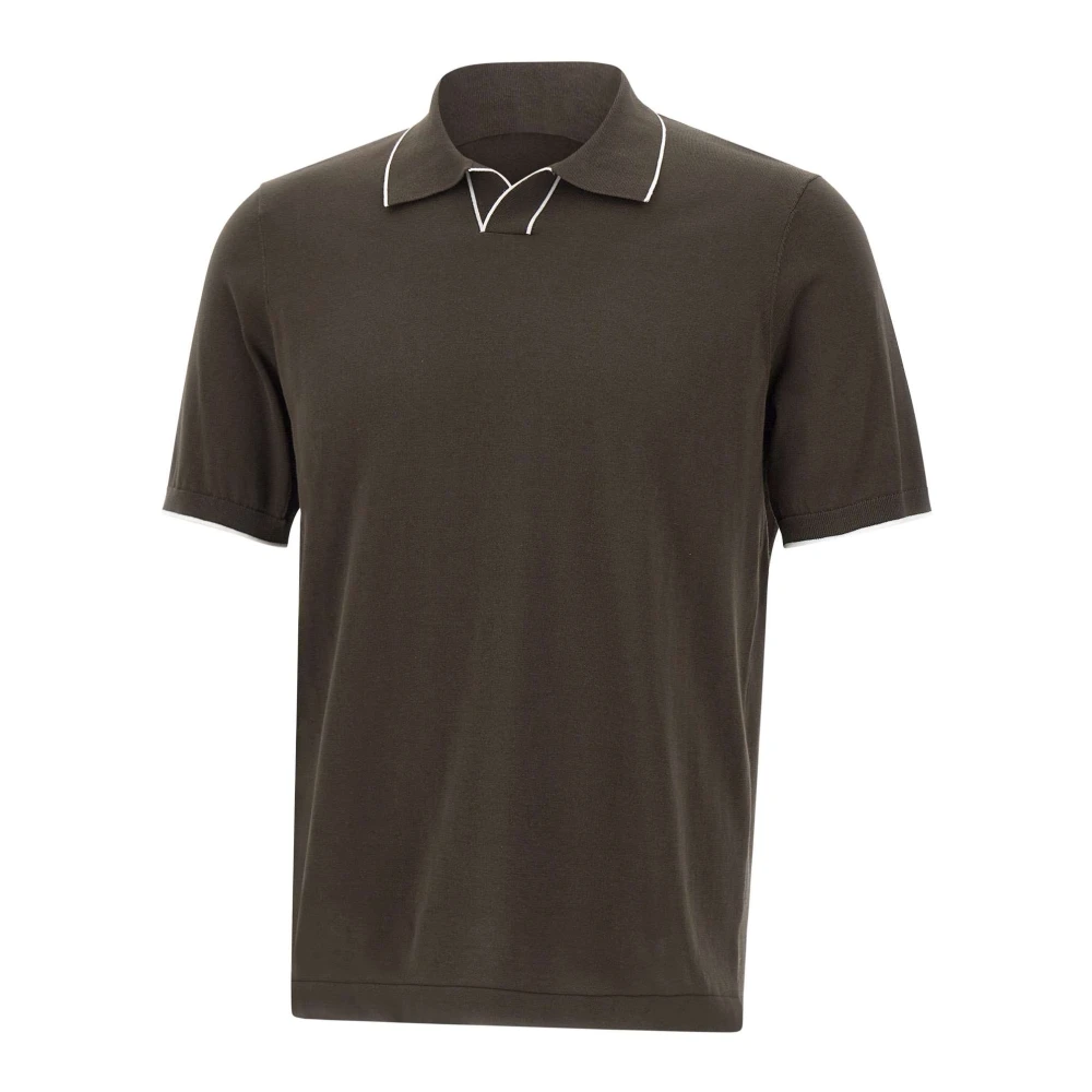 Kangra Men's Brown V-Neck Knitwear, L, Polo Shirt
