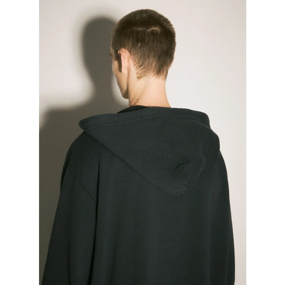MM6 Maison Margiela Gedistresseerde Katoenen Sweat Jacket Capuchon Rits Black Heren
