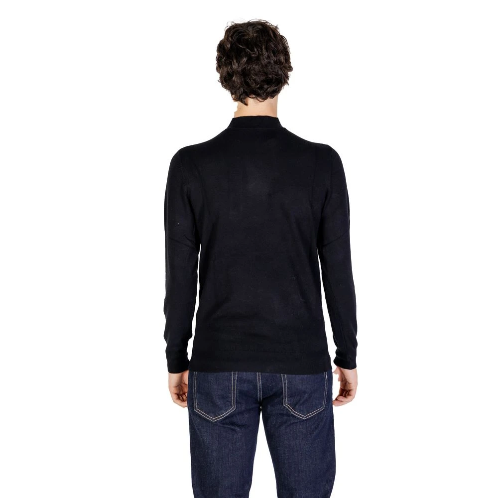 Gianni Lupo Zwart Gebreid T-shirt Herfst Winter Collectie Black Heren