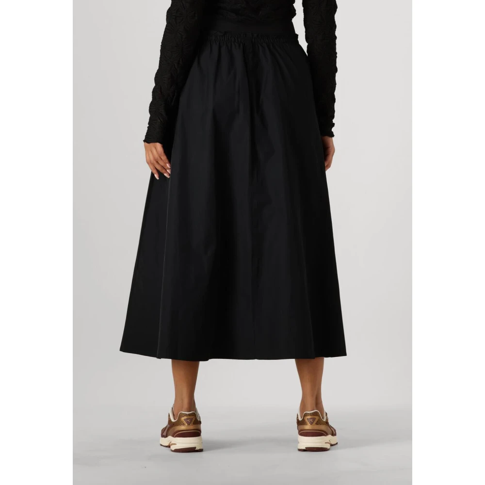 Summum Woman Elegante Zwarte Midi Rok Black Dames