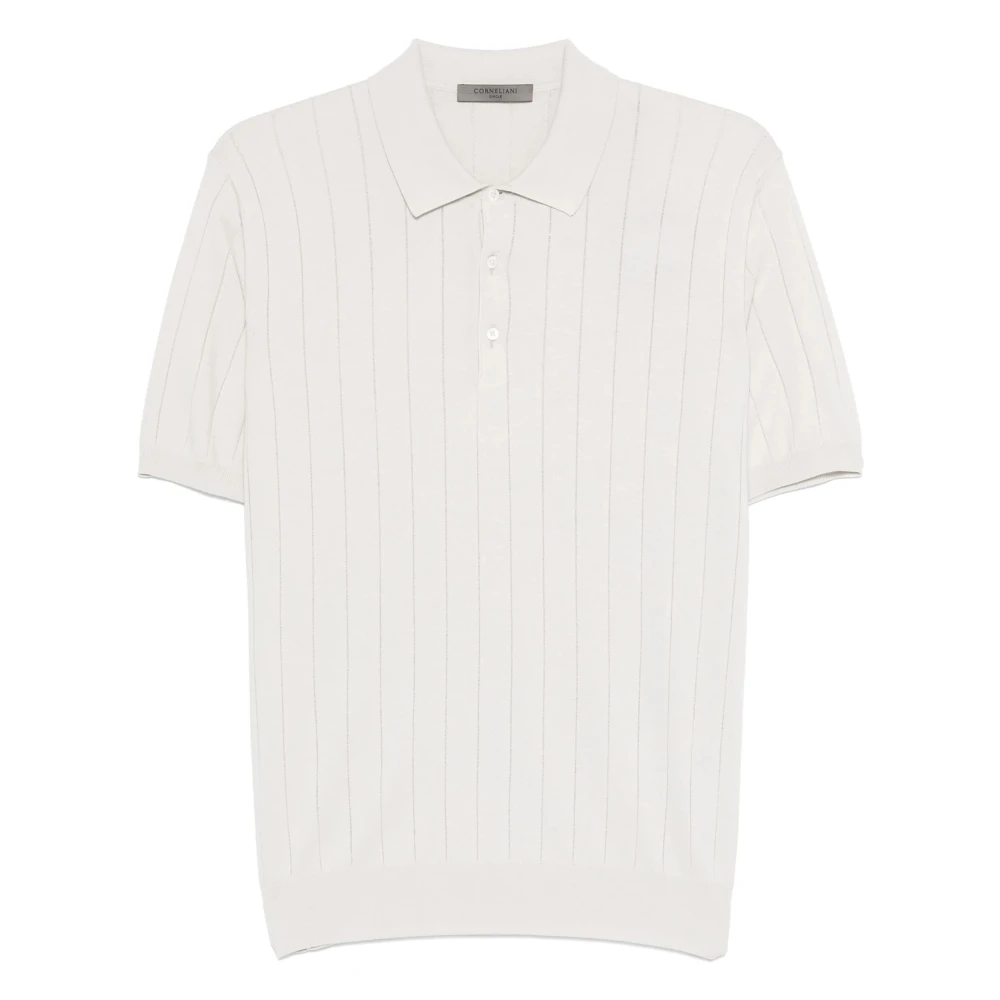 Corneliani Geribbeld Pima Katoen Polo Shirt Beige Heren