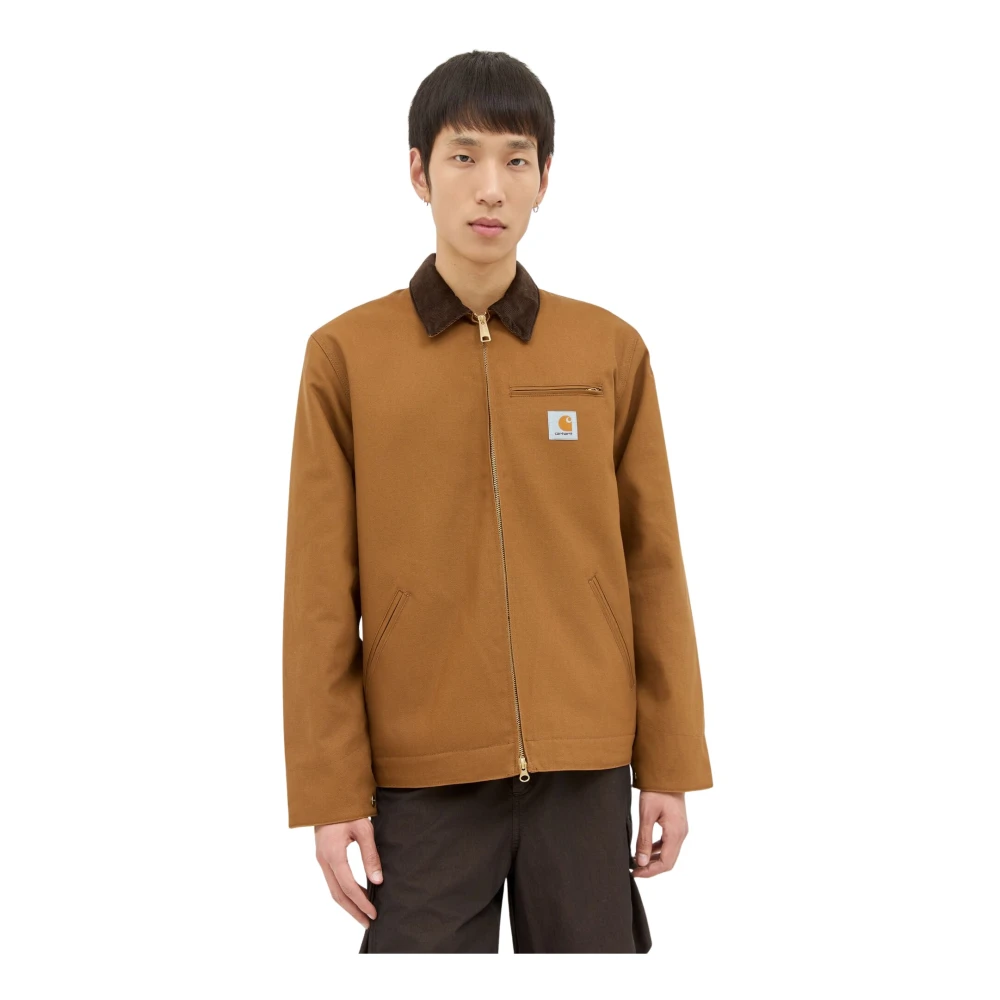 Carhartt Wip Canvas Detroit Jacka med Corduroy Krage Brown, Herr