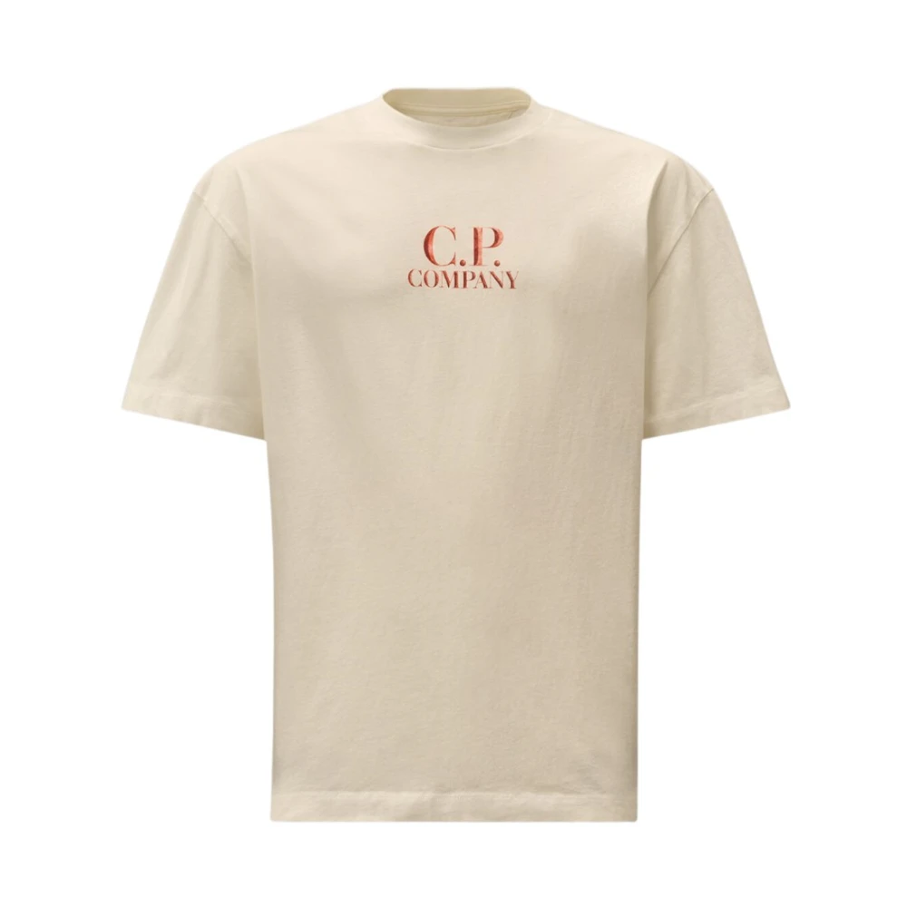 C.p. Company Men's Beige T-Shirts, Xl, British Logo White T-Shirt