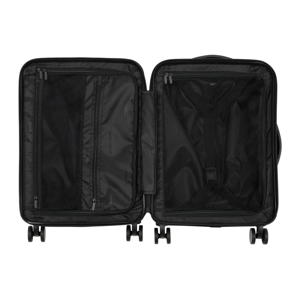 Emporio Armani Stijlvolle Rits Koffer met Logo Black Heren