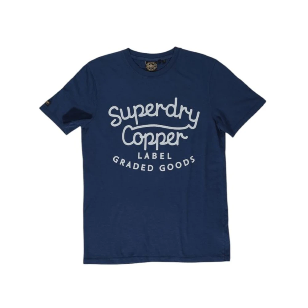 Superdry Blauw Katoenen Heren T-Shirt Herfst Winter Blue Heren