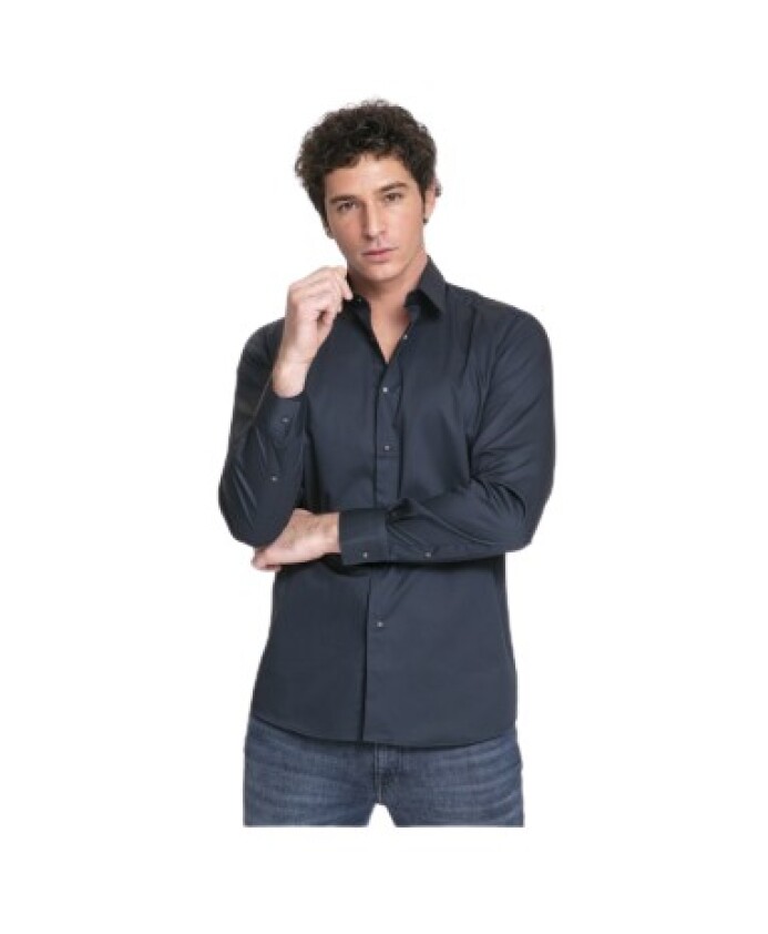 chemise-casual-bleu-marine-uni