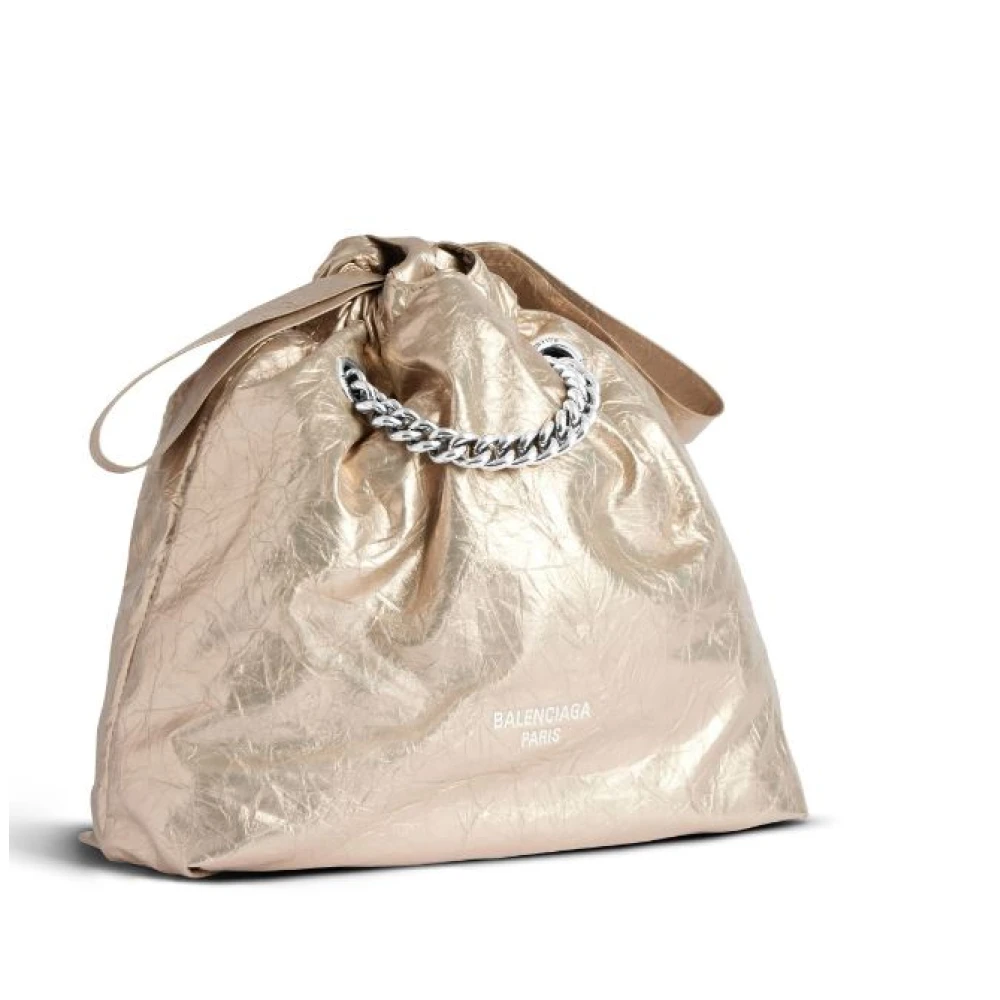 Balenciaga Leren Schoudertas met Metallic Finish Beige Dames