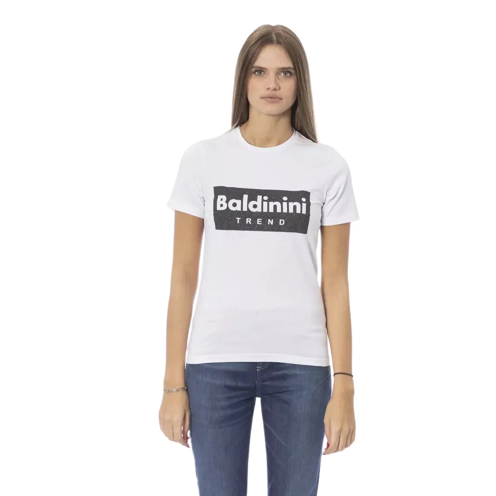 Baldinini Chique wit katoenen T-shirt met handtekeningdetail White Dames
