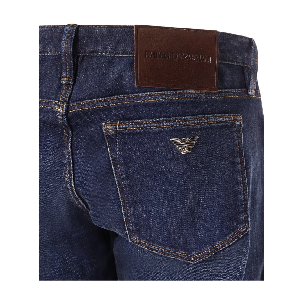 Emporio Armani Blauwe Slim Fit Jeans met Logo Blue Heren