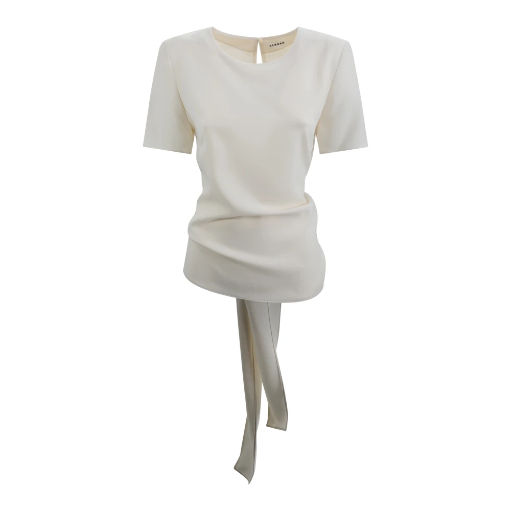 P.a.r.o.s.h. Crèmekleurig Shirt met Crepe Textuur en Asymmetrische Zoom Beige Dames