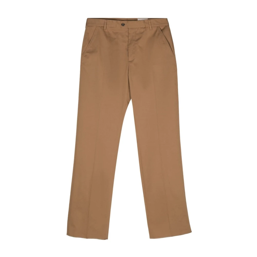 Alexander McQueen Brun Bomull Gabardine Rak Ben Byxor Brown, Herr