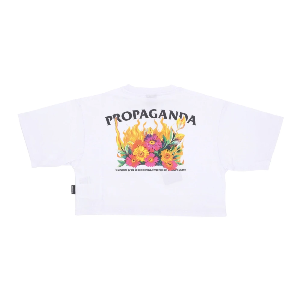 Propaganda Witte Croptop Tee met Pyromantics Borduurwerk White Dames