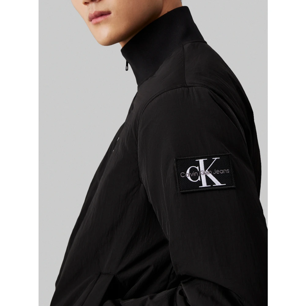 Calvin Klein Zwarte Gewatteerde Harrington Jassen Black Heren