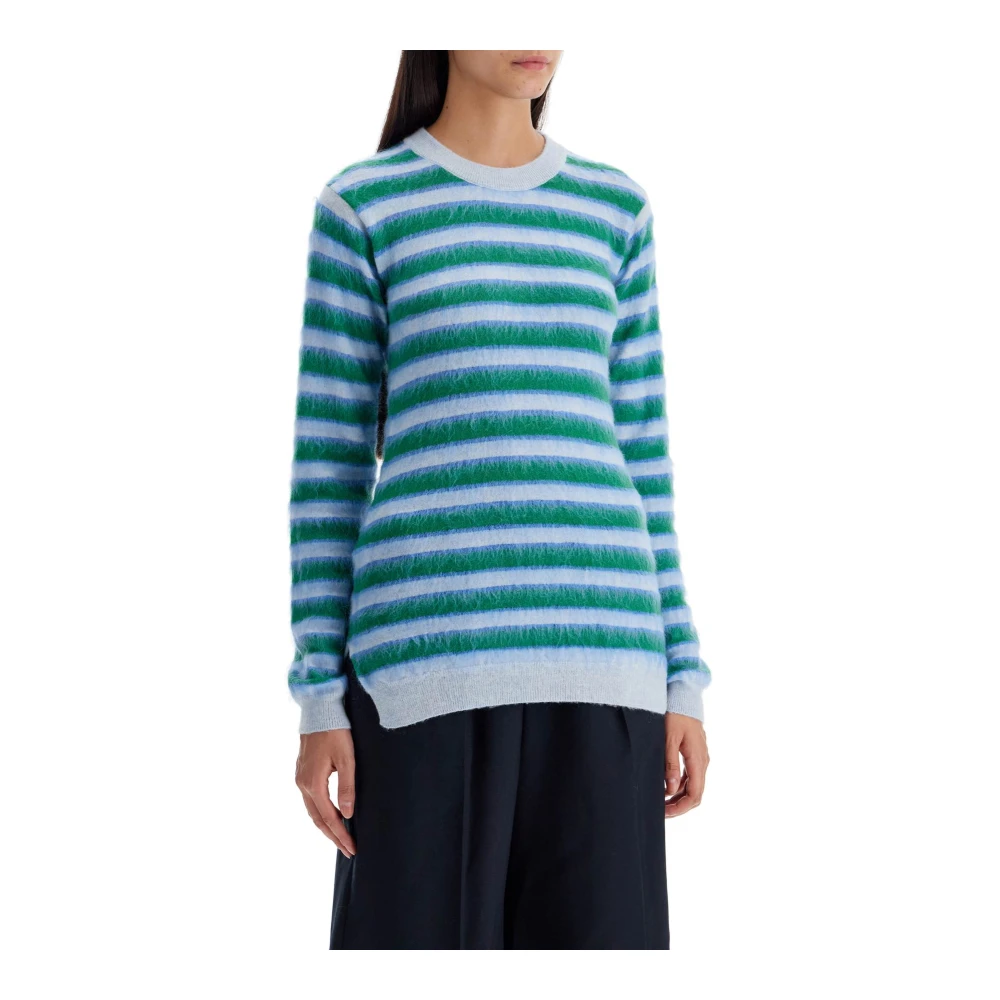 Marni Gestreepte Wol Crewneck Pullover Blue Dames