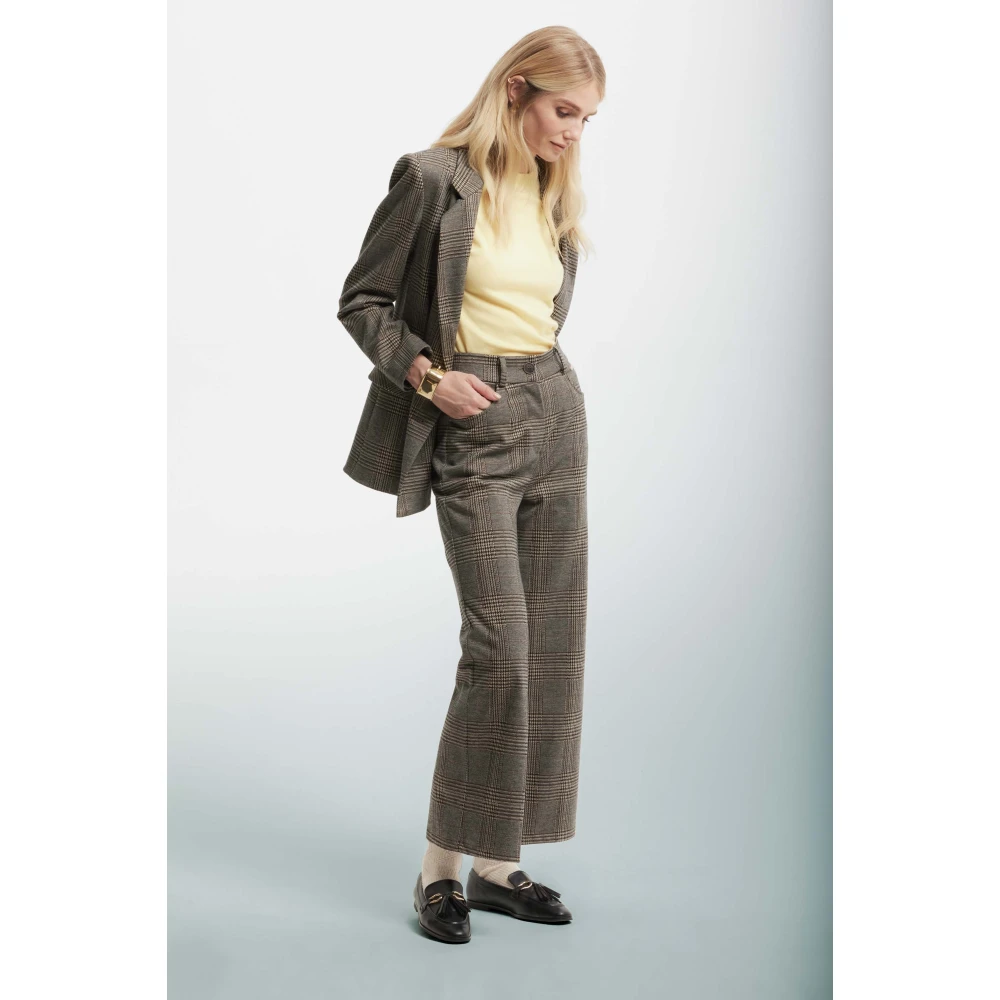 Kocca Flared Checked Trousers Gray Dames