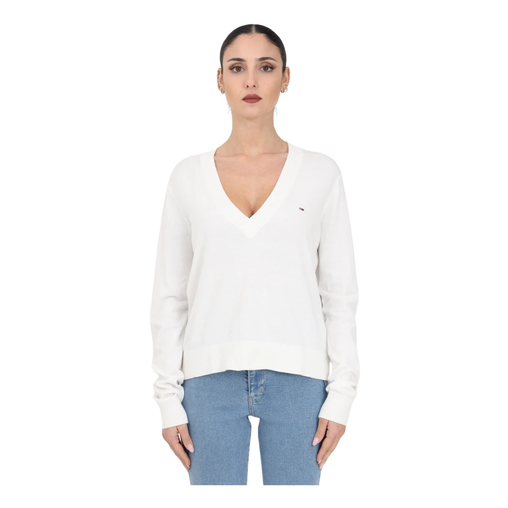 Tommy Jeans Witte Sweater Elegant Veelzijdig Tijdloos White Dames
