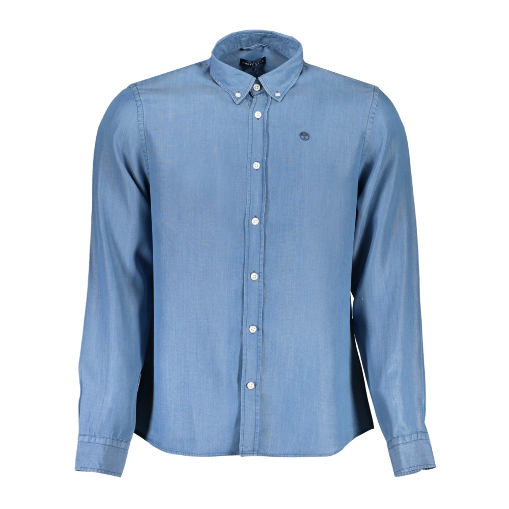 North Sails Blauw Lyocell Overhemd Regular Fit Button-Down Blue Heren