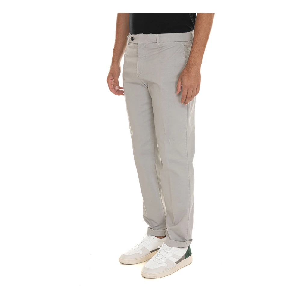 Berwich Op maat gemaakte chino broek met omslagzoom Gray Heren