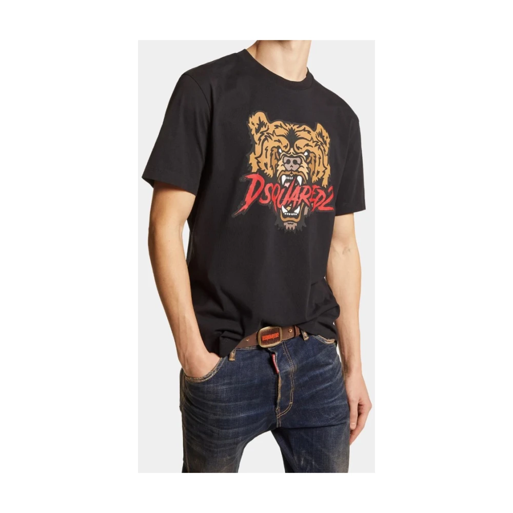 Dsquared2 Beerprint Ronde hals T-shirt Black Dames