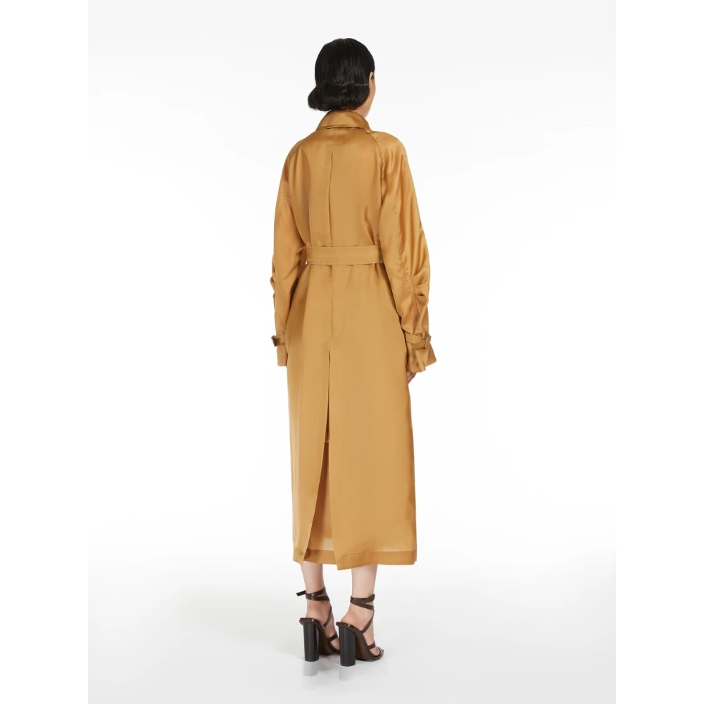 Max Mara Bruin Leren Trenchcoat Brown Dames