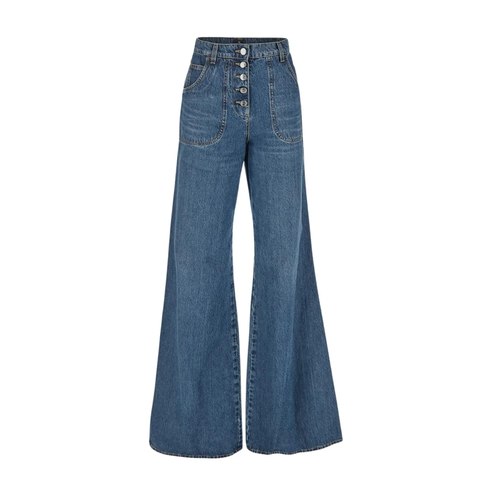 ETRO Florale Flared Jeans met Zakken Blue Dames