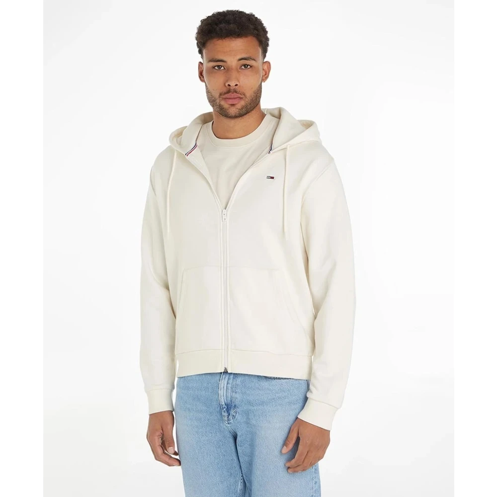 Tommy Jeans Flag Zip Regular Sweat Vest Beige Heren