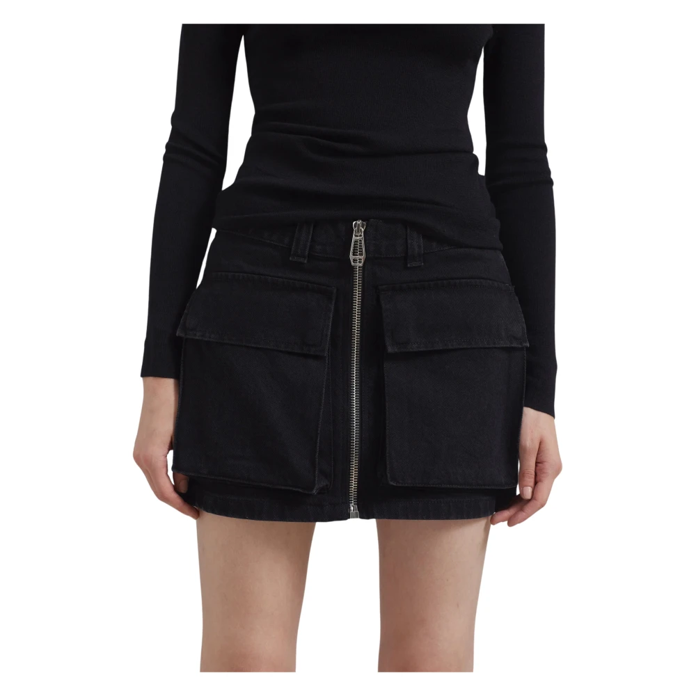 Haikure Cotton Denim Rok Black Dames
