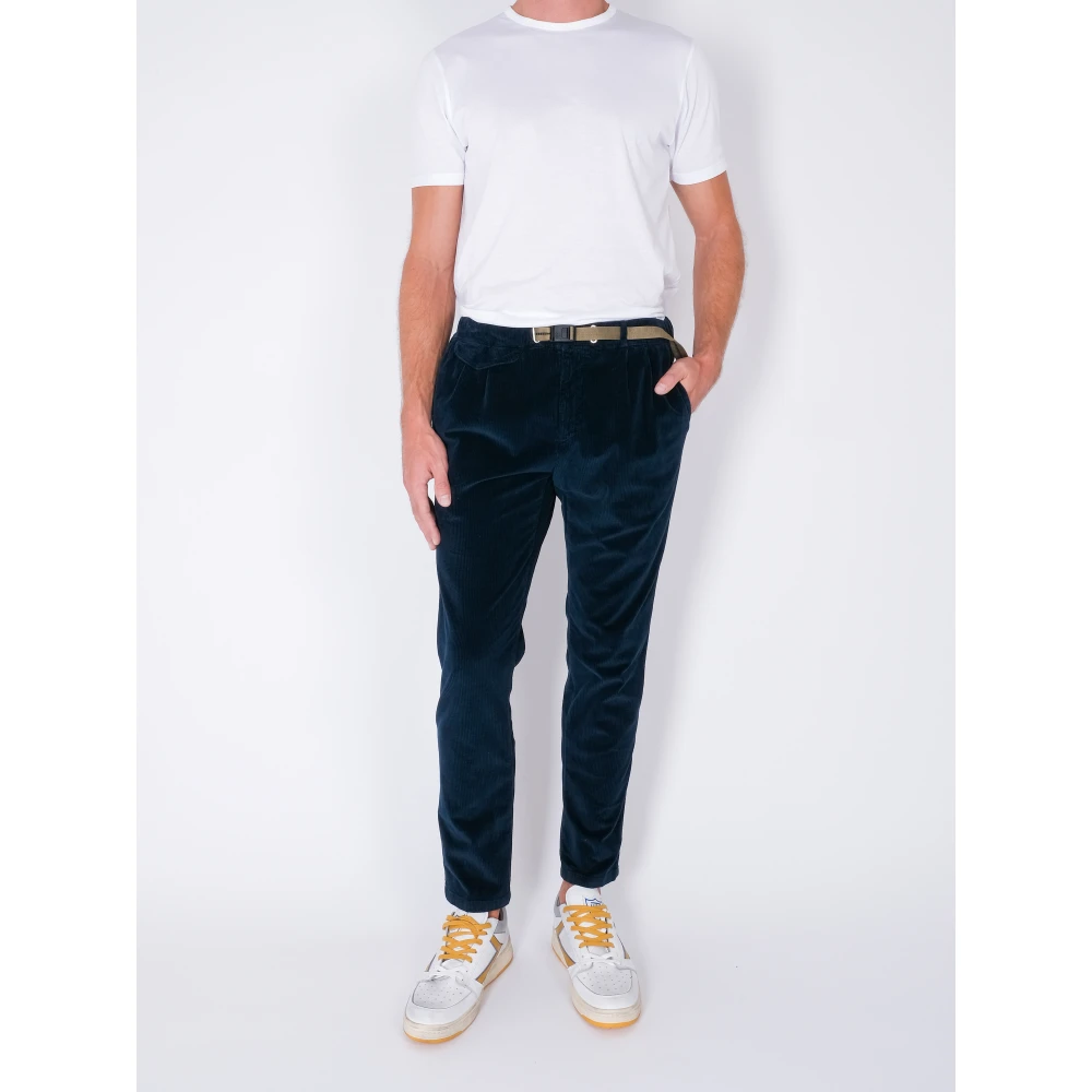 White Sand Moderne Corduroy Broek met Dubbele Plooi Blue Heren